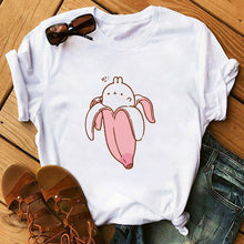 Load image into Gallery viewer, Summer Womens Peach T-shirts Cartoon Graphic Print Tshirts Kawaii Short Sleeves Female Tee Shirt Camisas Mujer Tshirt Women