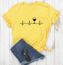 Load image into Gallery viewer, Wine Heartbeat Women tshirt Cotton Casual Funny t shirt Lady Yong Girl Top Tee Higher Quality Drop Ship-K589
