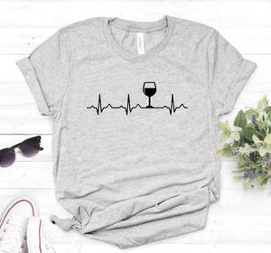 Wine Heartbeat Women tshirt Cotton Casual Funny t shirt Lady Yong Girl Top Tee Higher Quality Drop Ship-K589