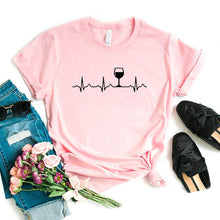 Load image into Gallery viewer, Wine Heartbeat Women tshirt Cotton Casual Funny t shirt Lady Yong Girl Top Tee Higher Quality Drop Ship-K589
