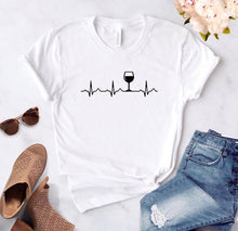 Load image into Gallery viewer, Wine Heartbeat Women tshirt Cotton Casual Funny t shirt Lady Yong Girl Top Tee Higher Quality Drop Ship
